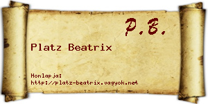 Platz Beatrix névjegykártya